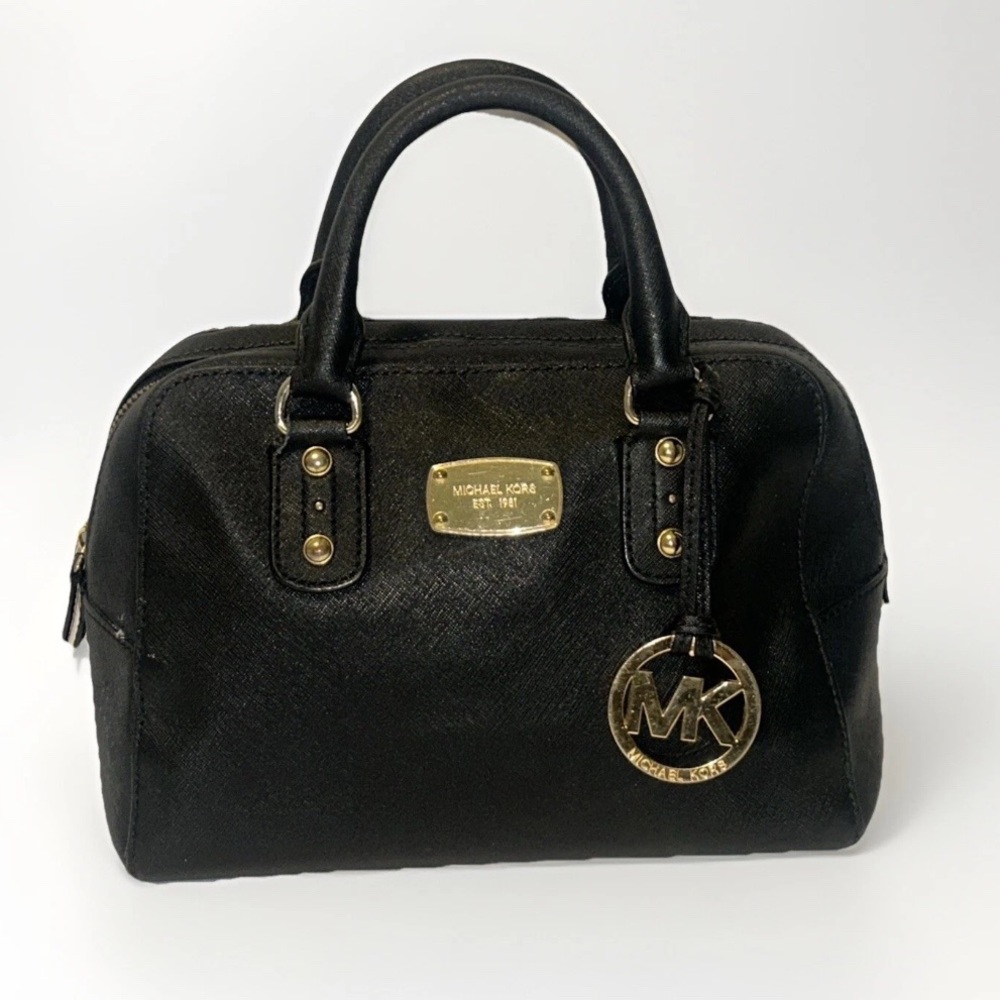 Michael Kors Black Satchel with Gold Accents